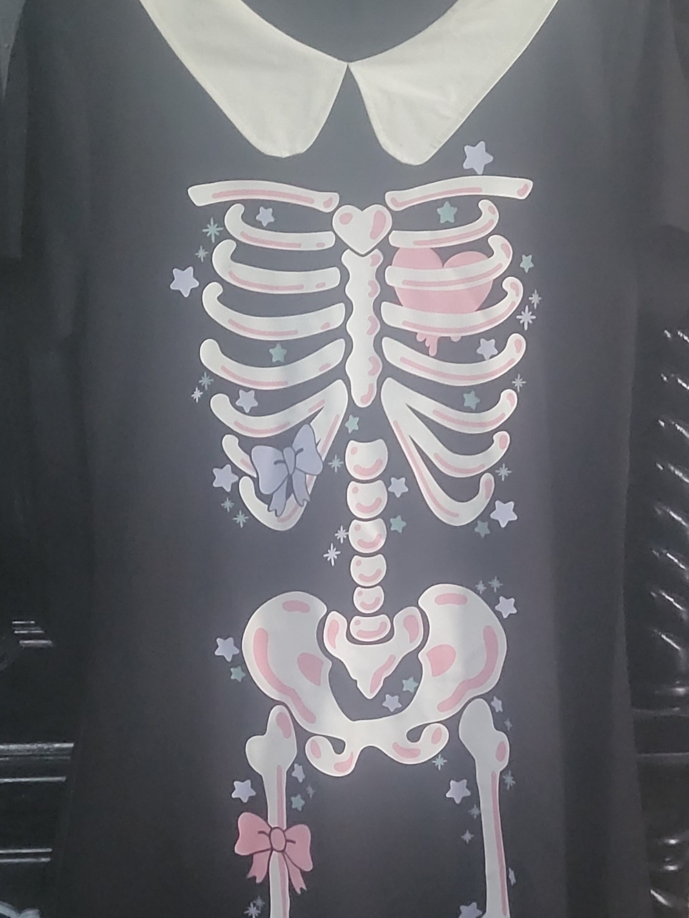 Trickz N Treatz Plus Collared Dress with Pink Skeleton Print